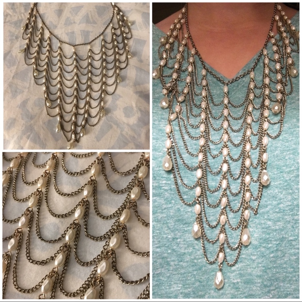 Gold and Pearl Statement Necklace